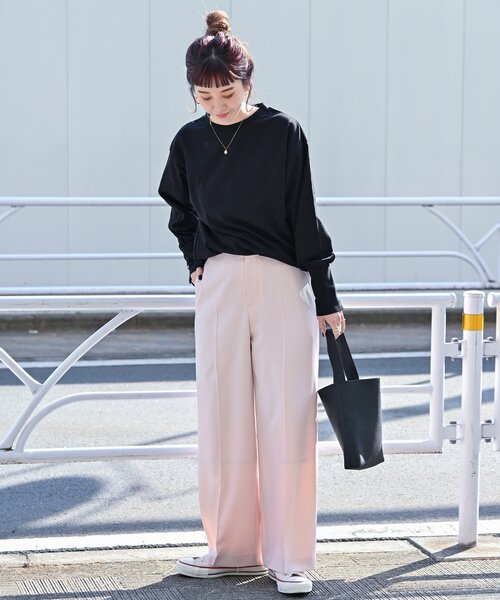 B.C STOCK（ベーセーストック）の「《追加》ロングカフスカットプルオーバー（Tシャツ/カットソー・レディース・ブラック系その他/ブラック/ホワイト・FREE）」の18枚目の写真