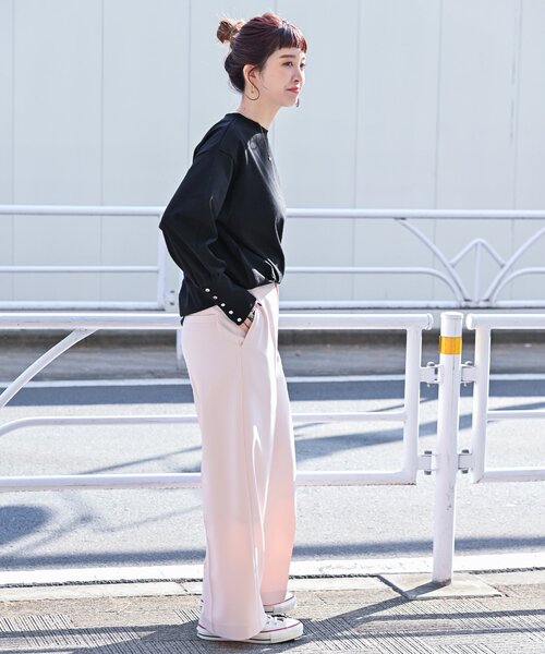 B.C STOCK（ベーセーストック）の「《追加》ロングカフスカットプルオーバー（Tシャツ/カットソー・レディース・ブラック系その他/ブラック/ホワイト・FREE）」の20枚目の写真