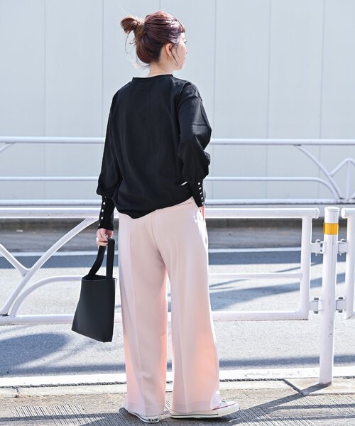 B.C STOCK（ベーセーストック）の「《追加》ロングカフスカットプルオーバー（Tシャツ/カットソー・レディース・ブラック系その他/ブラック/ホワイト・FREE）」の21枚目の写真