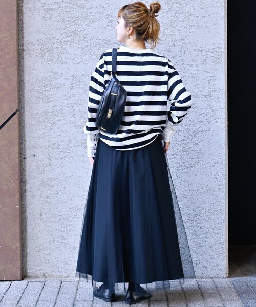 B.C STOCK（ベーセーストック）の「《追加》ロングカフスカットプルオーバー（Tシャツ/カットソー・レディース・ブラック系その他/ブラック/ホワイト・FREE）」の7枚目の写真