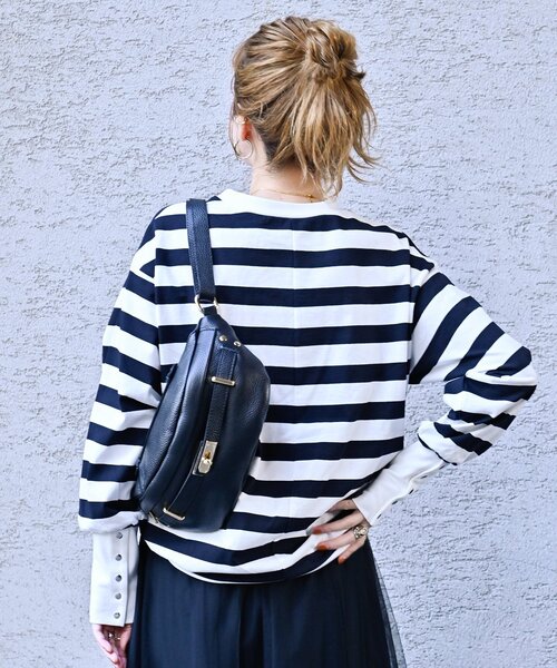 B.C STOCK（ベーセーストック）の「《追加》ロングカフスカットプルオーバー（Tシャツ/カットソー・レディース・ブラック系その他/ブラック/ホワイト・FREE）」の9枚目の写真