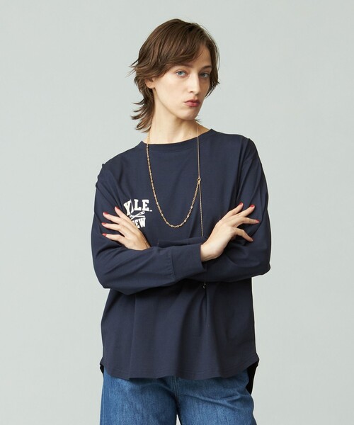 J.PRESS YORK STREET(ジェイプレスヨークストリート)の「【WOMEN】YALE × J.PRESS YORK STREET コラボワンポイントTシャツ(Tシャツ/カットソー・レディース・ホワイト系/アイボリー系/ライトグレー系/ネイビー系・F)」の4枚目の写真