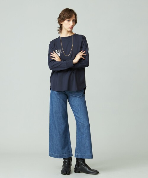 J.PRESS YORK STREET(ジェイプレスヨークストリート)の「【WOMEN】YALE × J.PRESS YORK STREET コラボワンポイントTシャツ(Tシャツ/カットソー・レディース・ホワイト系/アイボリー系/ライトグレー系/ネイビー系・F)」の5枚目の写真