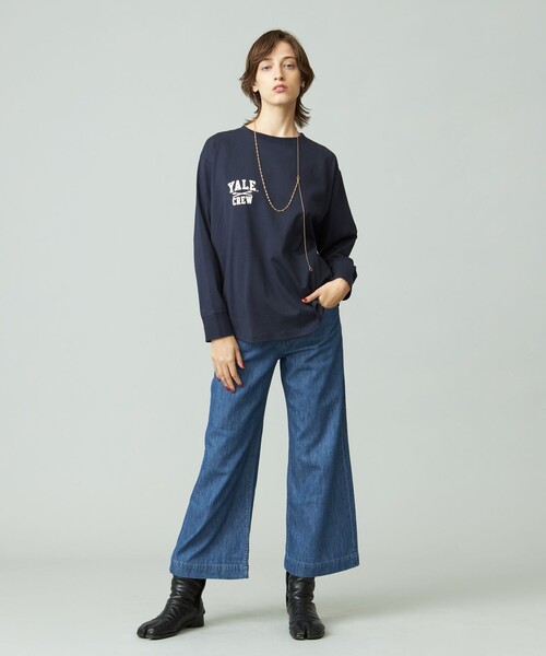 J.PRESS YORK STREET(ジェイプレスヨークストリート)の「【WOMEN】YALE × J.PRESS YORK STREET コラボワンポイントTシャツ(Tシャツ/カットソー・レディース・ホワイト系/アイボリー系/ライトグレー系/ネイビー系・F)」の6枚目の写真