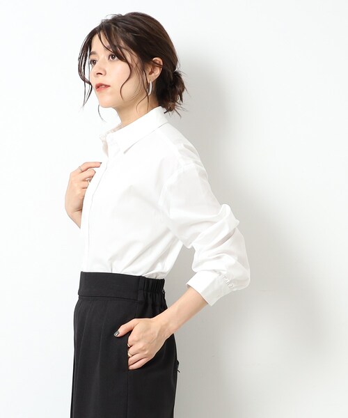 DRESKIP（ドレスキップ）の「◆抜け感を演出 旬なショート丈シャツ（シャツ/ブラウス・レディース・ブラック/オフホワイト・02/03/04）」の8枚目の写真