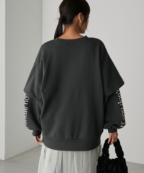 forksy.(フォルクシー)の「【forksy.】裏起毛スウェットロゴプリントレイヤードプルオーバー(スウェット・レディース・オートミール/ブルー/スミクロ・FREE)」の6枚目の写真