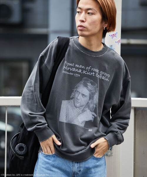 新品キムタク着用 NIRVANAダメージ加工クルーネックスウェット