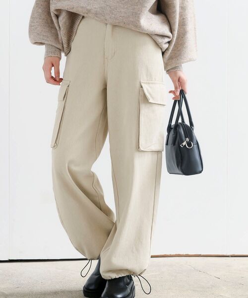 rps(アールピーエス)の「ドロストデニムカーゴパンツ(カーゴパンツ・レディース・アイボリー/ネイビー/ブルー/カーキ・フリー)」の9枚目の写真