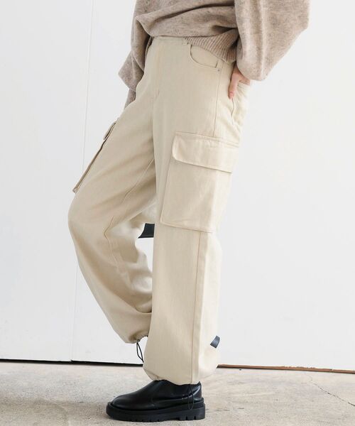 rps(アールピーエス)の「ドロストデニムカーゴパンツ(カーゴパンツ・レディース・アイボリー/ネイビー/ブルー/カーキ・フリー)」の10枚目の写真