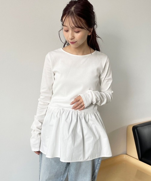 LOWRYS FARM（ローリーズファーム）の「フハクドッキングロングスリーブ　984002（シャツ/ブラウス・レディース・ネイビー/ブラック/オフホワイト・FREE）」の8枚目の写真