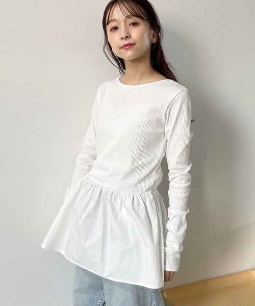 LOWRYS FARM（ローリーズファーム）の「フハクドッキングロングスリーブ　984002（シャツ/ブラウス・レディース・ネイビー/ブラック/オフホワイト・FREE）」の9枚目の写真