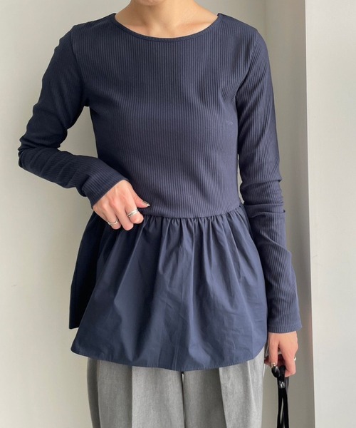 LOWRYS FARM（ローリーズファーム）の「フハクドッキングロングスリーブ　984002（シャツ/ブラウス・レディース・ネイビー/ブラック/オフホワイト・FREE）」の12枚目の写真