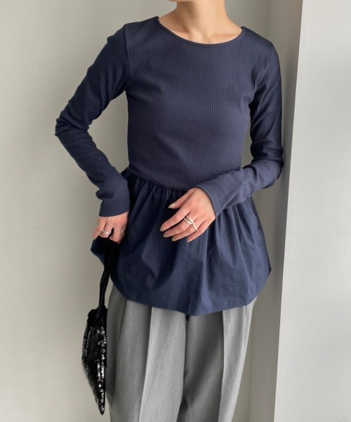LOWRYS FARM（ローリーズファーム）の「フハクドッキングロングスリーブ　984002（シャツ/ブラウス・レディース・ネイビー/ブラック/オフホワイト・FREE）」の13枚目の写真