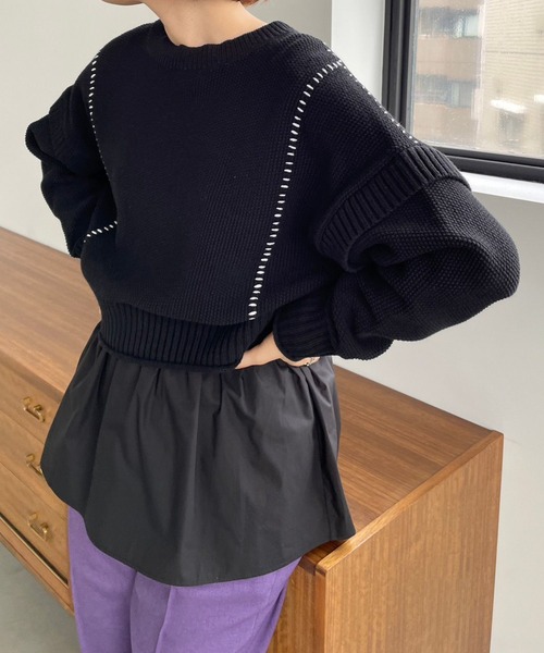 LOWRYS FARM（ローリーズファーム）の「フハクドッキングロングスリーブ　984002（シャツ/ブラウス・レディース・ネイビー/ブラック/オフホワイト・FREE）」の14枚目の写真