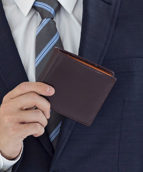 BRITISH GREEN（ブリティッシュグリーン）の「英国製 オールブライドルレザー スリム 二つ折り財布（財布・メンズ・ネイビー/ブラック/バーガンディー/グリーン・ONE SIZE）」の4枚目の写真