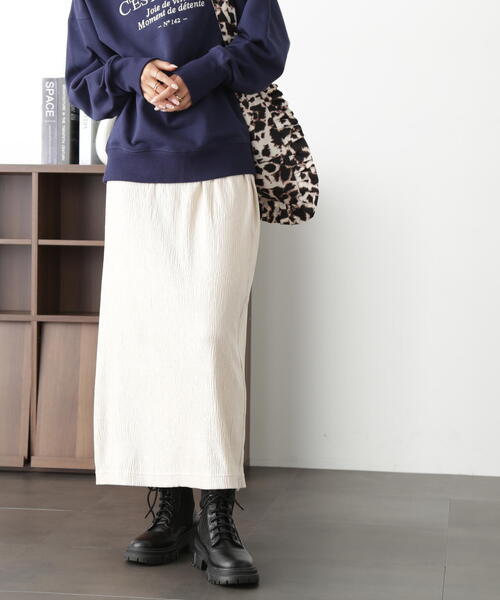 FREE'S MART（フリーズマート）の「ベロア楊柳ナロースカート（スカート・レディース・ベージュ/ブルー/ブラウン・SMALL/MEDIUM）」の5枚目の写真