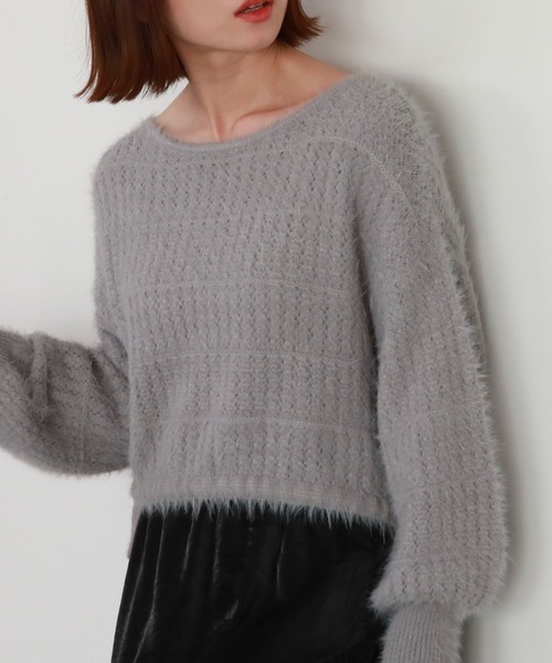 archives（アルシーヴ）の「ドロストシャギー柄編みニット（ニット/セーター・レディース・アイボリー/グレー/ピンク/チャコールグレー・MEDIUM）」の3枚目の写真