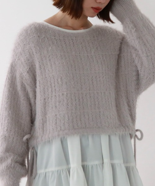 archives（アルシーヴ）の「ドロストシャギー柄編みニット（ニット/セーター・レディース・アイボリー/グレー/ピンク/チャコールグレー・MEDIUM）」の4枚目の写真