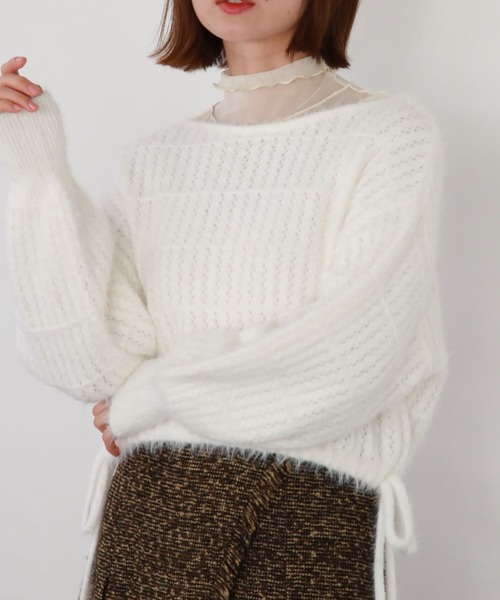 archives（アルシーヴ）の「ドロストシャギー柄編みニット（ニット/セーター・レディース・アイボリー/グレー/ピンク/チャコールグレー・MEDIUM）」の2枚目の写真