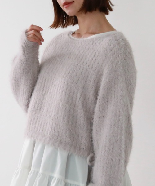 archives（アルシーヴ）の「ドロストシャギー柄編みニット（ニット/セーター・レディース・アイボリー/グレー/ピンク/チャコールグレー・MEDIUM）」の22枚目の写真