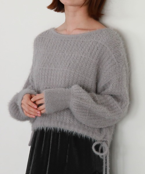 archives（アルシーヴ）の「ドロストシャギー柄編みニット（ニット/セーター・レディース・アイボリー/グレー/ピンク/チャコールグレー・MEDIUM）」の5枚目の写真