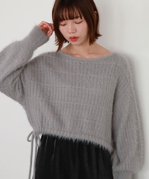 archives（アルシーヴ）の「ドロストシャギー柄編みニット（ニット/セーター・レディース・アイボリー/グレー/ピンク/チャコールグレー・MEDIUM）」の6枚目の写真