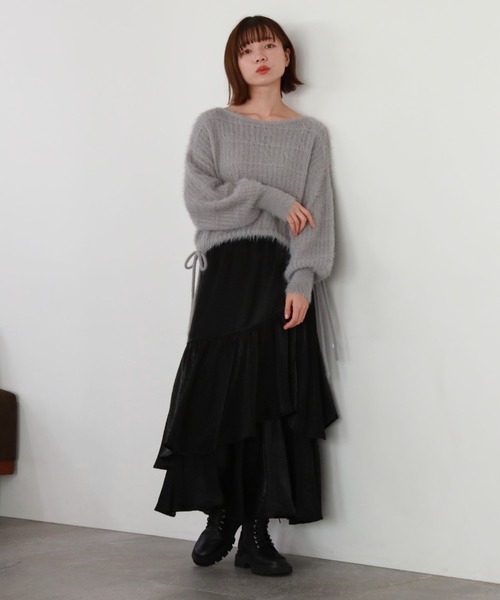 archives（アルシーヴ）の「ドロストシャギー柄編みニット（ニット/セーター・レディース・アイボリー/グレー/ピンク/チャコールグレー・MEDIUM）」の8枚目の写真