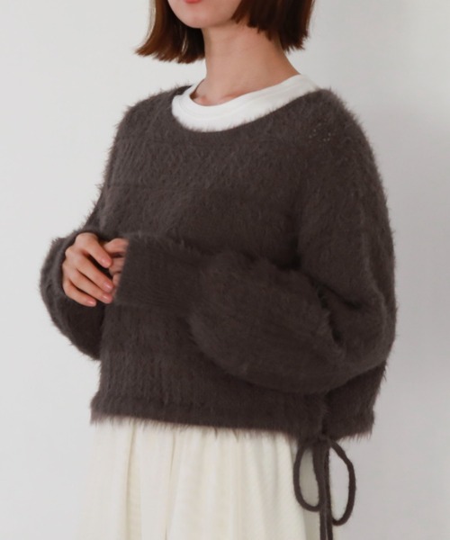 archives（アルシーヴ）の「ドロストシャギー柄編みニット（ニット/セーター・レディース・アイボリー/グレー/ピンク/チャコールグレー・MEDIUM）」の11枚目の写真