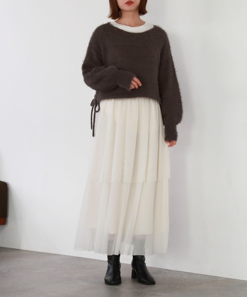 archives（アルシーヴ）の「ドロストシャギー柄編みニット（ニット/セーター・レディース・アイボリー/グレー/ピンク/チャコールグレー・MEDIUM）」の13枚目の写真