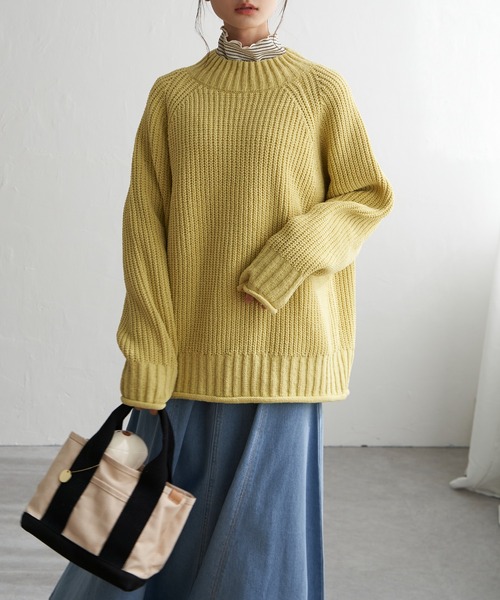 LBC（エルビーシー）の「マットモールチャンキーニットプルオーバー（ニット/セーター・レディース・チャコールグレー/ライトグレー/イエロー/パープル・M）」の4枚目の写真