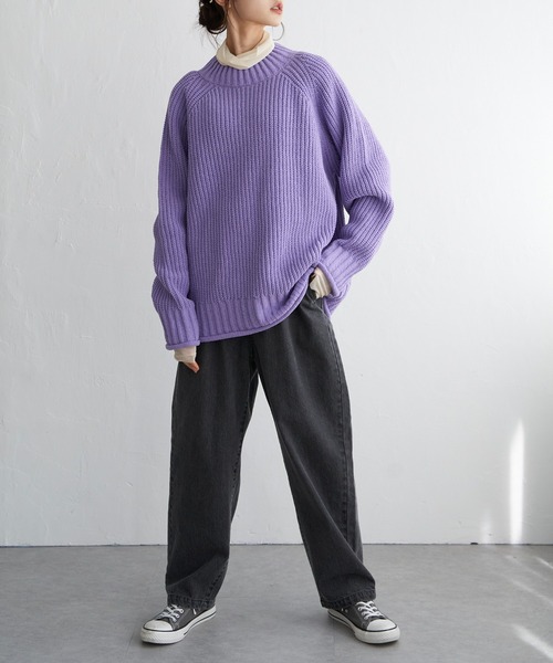 LBC（エルビーシー）の「マットモールチャンキーニットプルオーバー（ニット/セーター・レディース・チャコールグレー/ライトグレー/イエロー/パープル・M）」の11枚目の写真