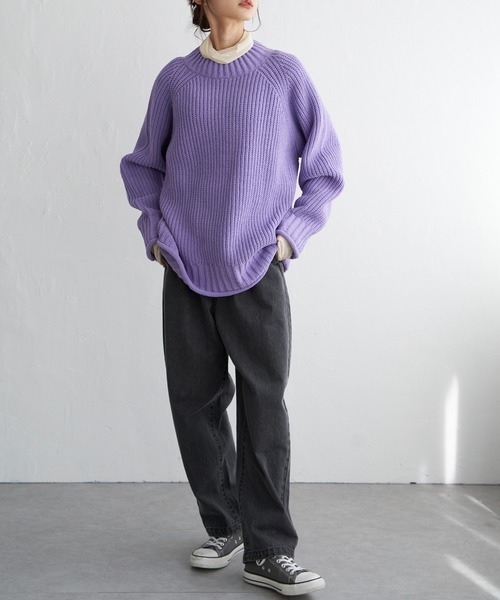 LBC（エルビーシー）の「マットモールチャンキーニットプルオーバー（ニット/セーター・レディース・チャコールグレー/ライトグレー/イエロー/パープル・M）」の7枚目の写真