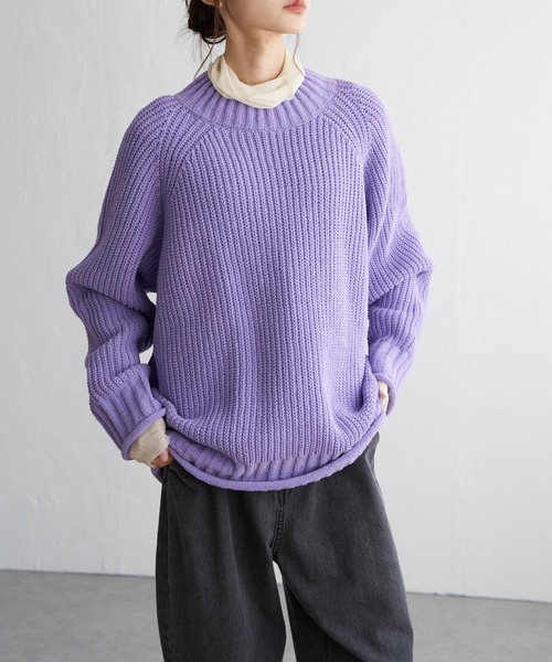 LBC（エルビーシー）の「マットモールチャンキーニットプルオーバー（ニット/セーター・レディース・チャコールグレー/ライトグレー/イエロー/パープル・M）」の13枚目の写真