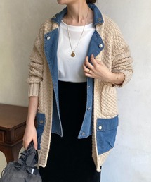 【WEB限定】デニム切替ニットコート