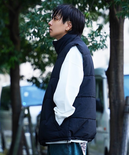 1111clothing(ワンフォークロージング)の「ナイロン 中綿 ダウンベスト / Nylon Batting Down Vest(ダウンベスト・メンズ・ブラック/カーキ/ブラウン・M/L)」の6枚目の写真