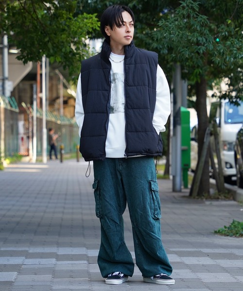 1111clothing(ワンフォークロージング)の「ナイロン 中綿 ダウンベスト / Nylon Batting Down Vest(ダウンベスト・メンズ・ブラック/カーキ/ブラウン・M/L)」の5枚目の写真