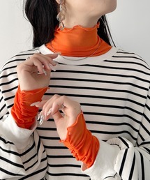 un+frame | shirring mellow high neck sheer inner tops／袖シャーリングメロウハイネックシアーインナートップス(Tシャツ/カットソー)