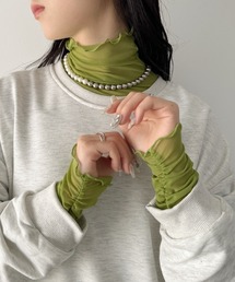 un+frame | shirring mellow high neck sheer inner tops／袖シャーリングメロウハイネックシアーインナートップス(Tシャツ/カットソー)