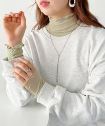 shirring mellow sheer tops／袖シャーリング タイダイ柄 メロウハイネックシアーインナートップス