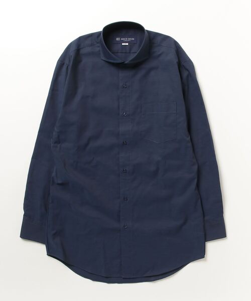 TOKYO SHIRTS(トウキョウシャツ)の「形態安定ノーアイロン ホリゾンタルワイド 長袖ビジネスワイシャツ(ビジネスシャツ・メンズ・ネイビー・首回り42cm-裄丈86cm/首回り41cm-裄丈86cm/首回り42cm-裄丈82cm/首回り43cm-裄丈86cm/首回り39cm-裄丈80cm/首回り43cm-裄丈82cm/首回り41cm-裄丈82cm/首回り39cm-裄丈84cm/首回り37cm-裄丈80cm/首回り37cm-裄丈84cm)」の2枚目の写真