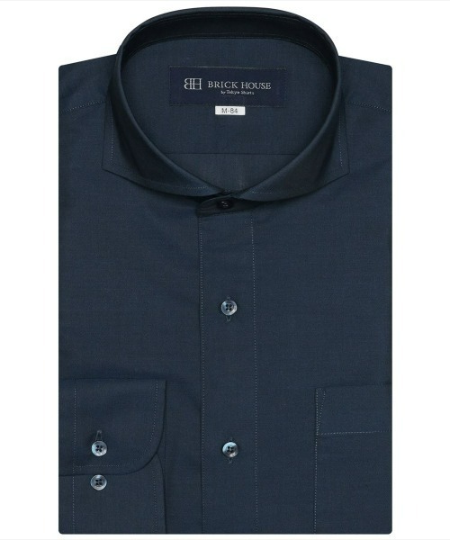 TOKYO SHIRTS(トウキョウシャツ)の「形態安定ノーアイロン ホリゾンタルワイド 長袖ビジネスワイシャツ(ビジネスシャツ・メンズ・ネイビー・首回り42cm-裄丈86cm/首回り41cm-裄丈86cm/首回り42cm-裄丈82cm/首回り43cm-裄丈86cm/首回り39cm-裄丈80cm/首回り43cm-裄丈82cm/首回り41cm-裄丈82cm/首回り39cm-裄丈84cm/首回り37cm-裄丈80cm/首回り37cm-裄丈84cm)」の1枚目の写真