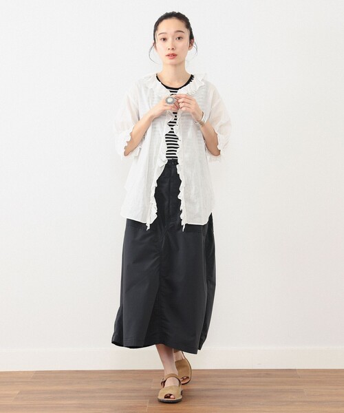 BEAMS BOY(ビームスボーイ)の「BEAMS BOY / ソロテックス ベイカー スカート(スカート・レディース・ブラック/オリーブ・ONE SIZE)」の9枚目の写真