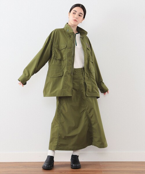 BEAMS BOY(ビームスボーイ)の「BEAMS BOY / ソロテックス ベイカー スカート(スカート・レディース・ブラック/オリーブ・ONE SIZE)」の4枚目の写真