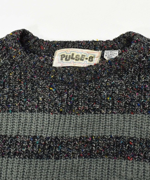 8 古着 ニット・セーター デザイン ヴィンテージ古着80\u0027s PULSE-8 ボーダー デザインニット（ニット