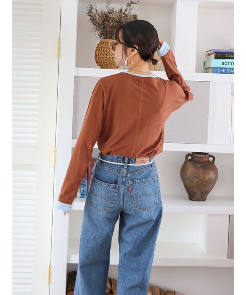 Ungrid（アングリッド）の「カラーレイヤードシアーロングスリーブTee（Tシャツ/カットソー・レディース・イエロー/オフホワイト/ブラウン・FREE）」の5枚目の写真