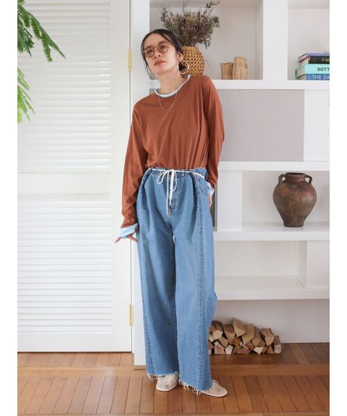 Ungrid（アングリッド）の「カラーレイヤードシアーロングスリーブTee（Tシャツ/カットソー・レディース・イエロー/オフホワイト/ブラウン・FREE）」の7枚目の写真