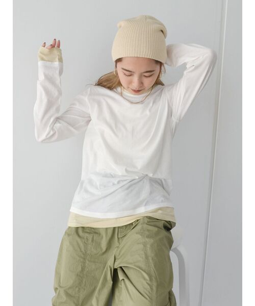 Ungrid（アングリッド）の「カラーレイヤードシアーロングスリーブTee（Tシャツ/カットソー・レディース・イエロー/オフホワイト/ブラウン・FREE）」の10枚目の写真