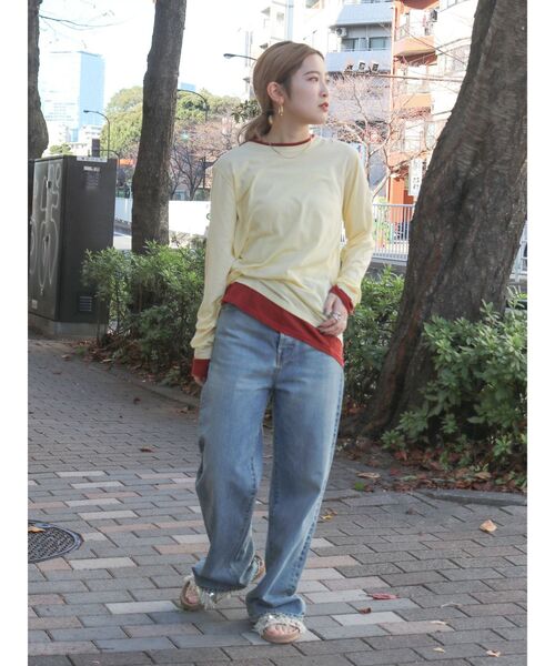 Ungrid（アングリッド）の「カラーレイヤードシアーロングスリーブTee（Tシャツ/カットソー・レディース・イエロー/オフホワイト/ブラウン・FREE）」の16枚目の写真