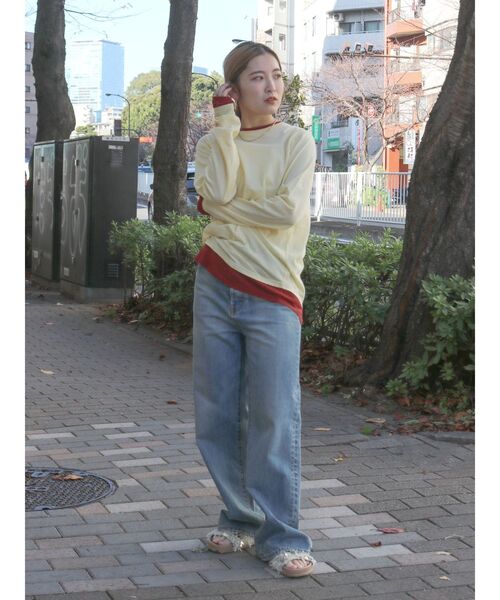 Ungrid（アングリッド）の「カラーレイヤードシアーロングスリーブTee（Tシャツ/カットソー・レディース・イエロー/オフホワイト/ブラウン・FREE）」の17枚目の写真