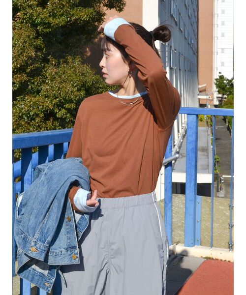 Ungrid（アングリッド）の「カラーレイヤードシアーロングスリーブTee（Tシャツ/カットソー・レディース・イエロー/オフホワイト/ブラウン・FREE）」の22枚目の写真